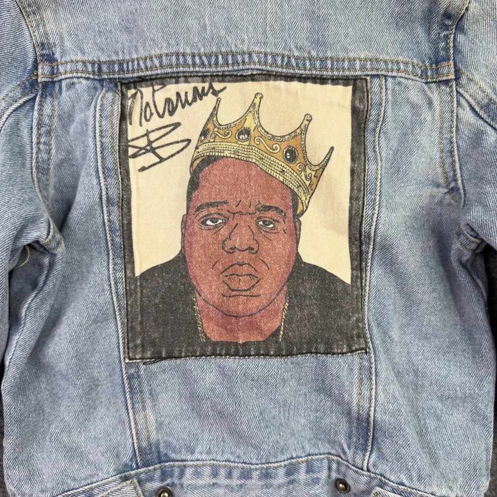 Cotton On Kids Notorious BIG Denim Jacket 3-4 Snap Button Hip Hip Rap Streetwear